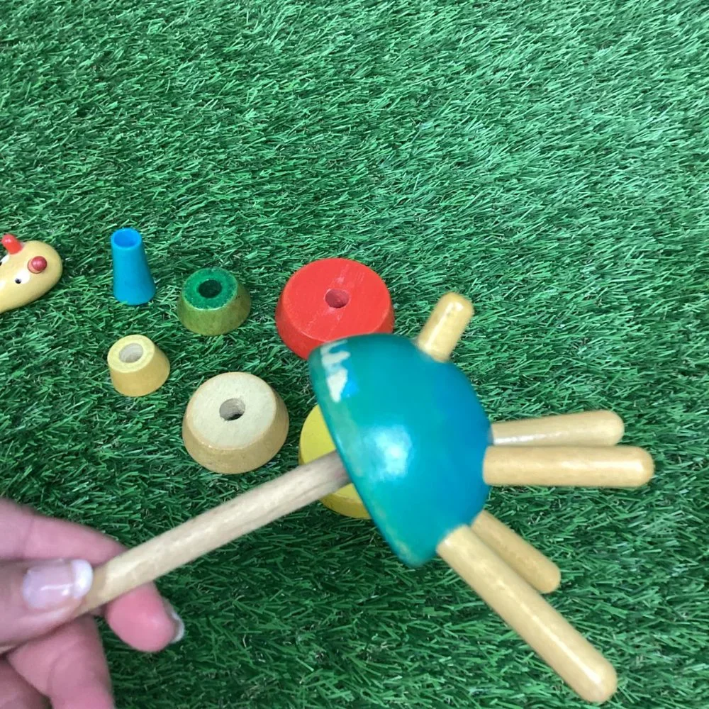 Vintage Wooden Giraffe Stacking Ring Toy